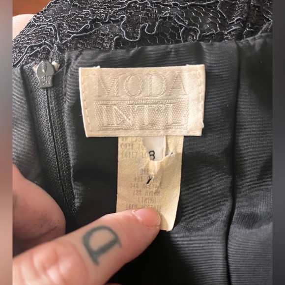 vintage 80s black sheer lace bustier long sleeve pencil mini dress-medium/8 - Picture 8 of 8